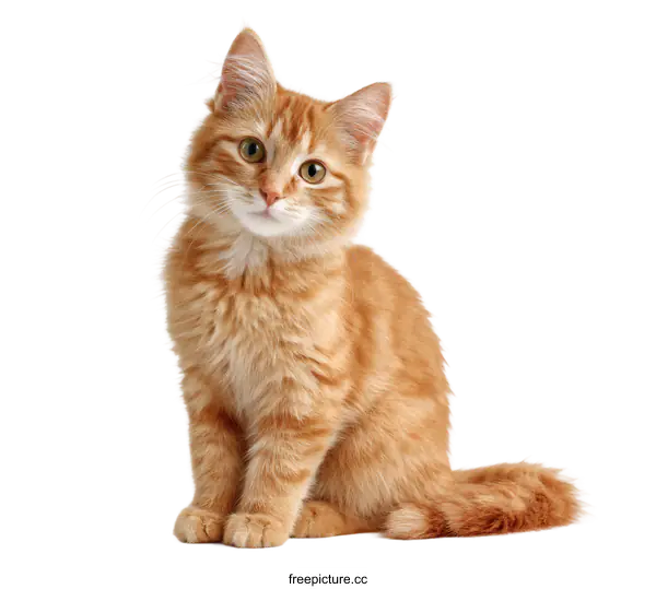 [Transparent Background PNG]Adorable ginger kitten portrait against white background