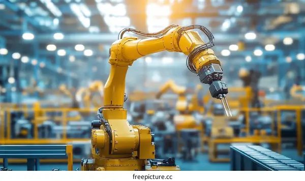 Industrial Automation Robotic Arm in a Factory