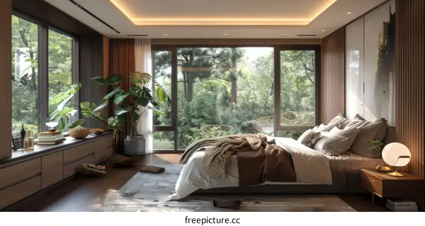 Modern and Luxurious Bedroom with Natural Elements