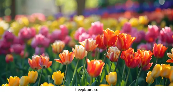 Colorful Tulip Field in the Spring