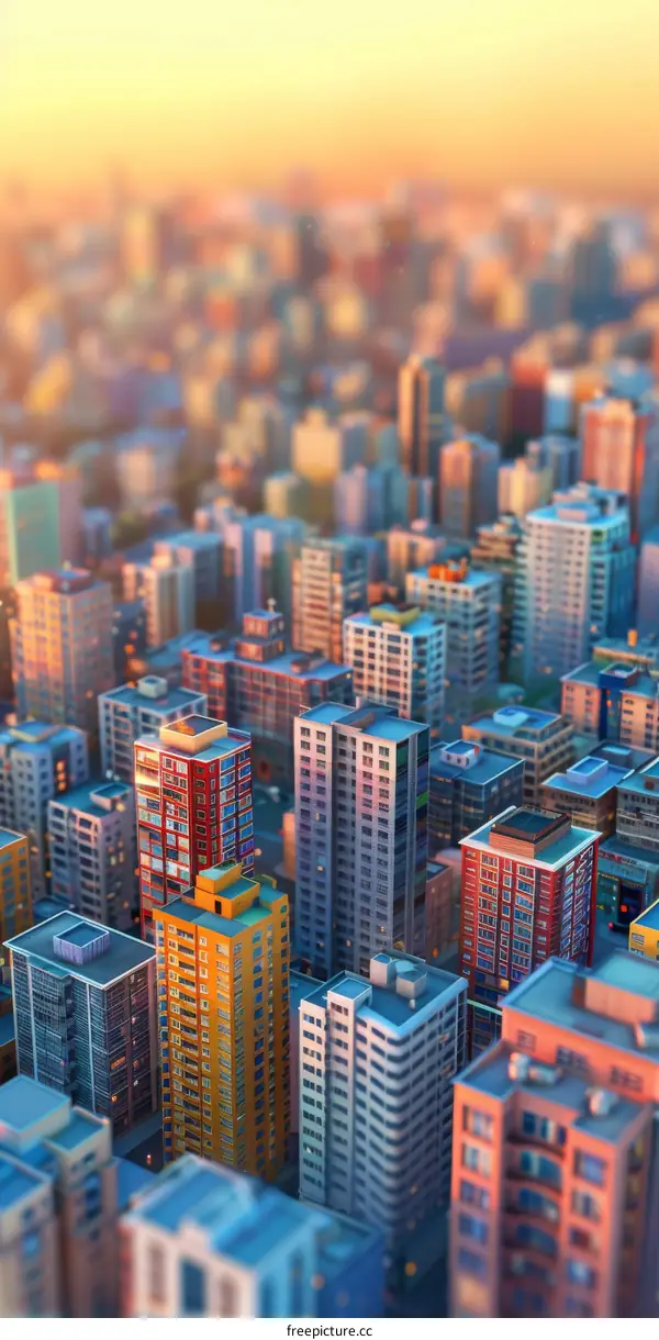 Small-scale Model of a Large City with High-rise Buildings