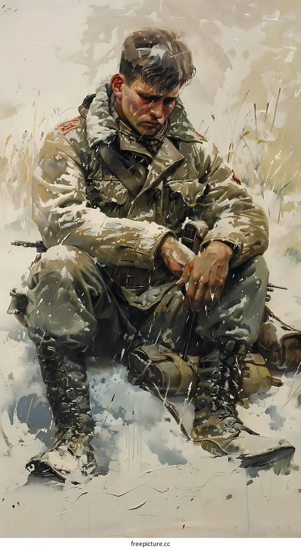 Weary Soldier in the Snow