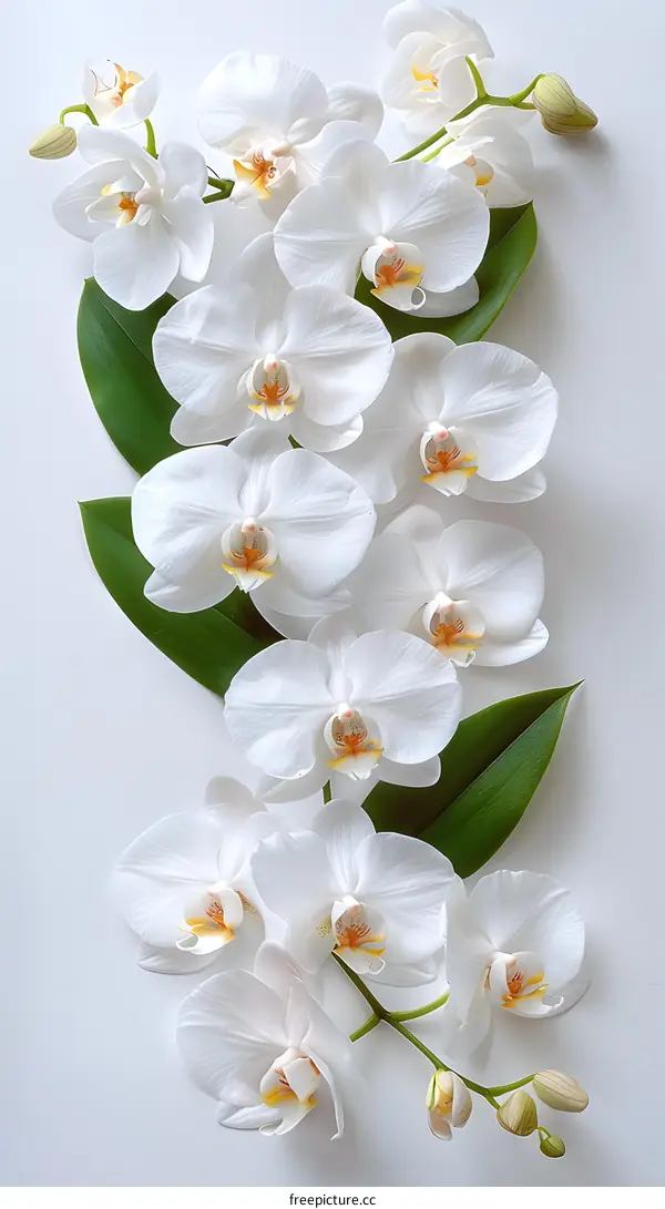 White orchids on a white background