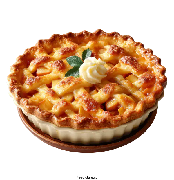 [Transparent Background PNG]Delicious Apple Pie with Whipped Cream