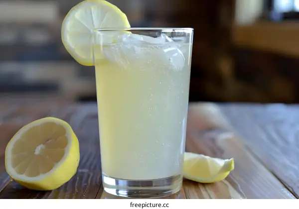 Refreshing Summer Lemonade with Ice and Lemon Slices
