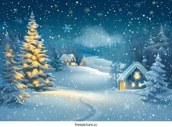 Christmas Eve Cabin in the Snow