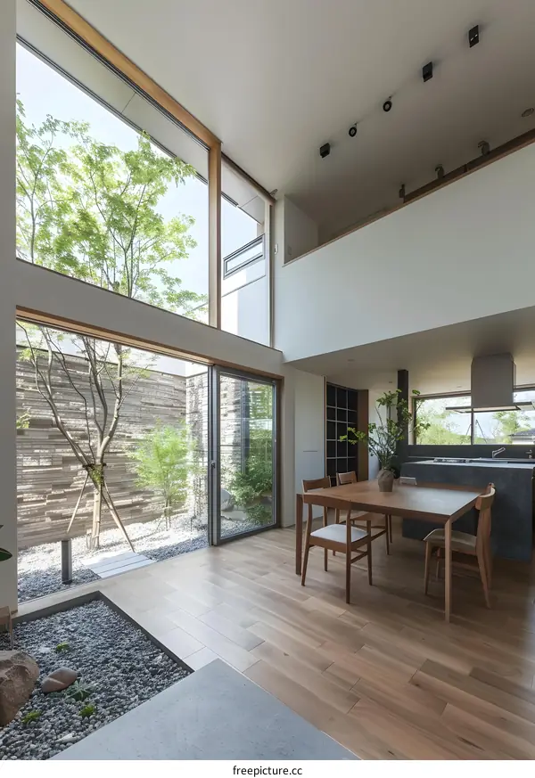 Modern Minimalist Home Interior Design With Large Windows