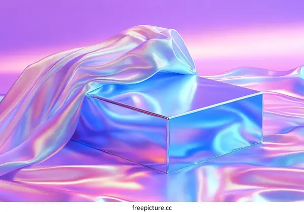 Abstract Holographic Display Stand with Draped Fabric