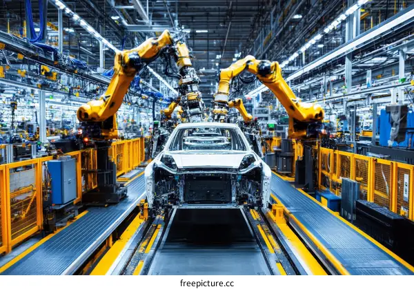 Automated Car Manufacturing Process in a Factory