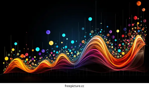 Multicolor abstract background with a glowing wave pattern