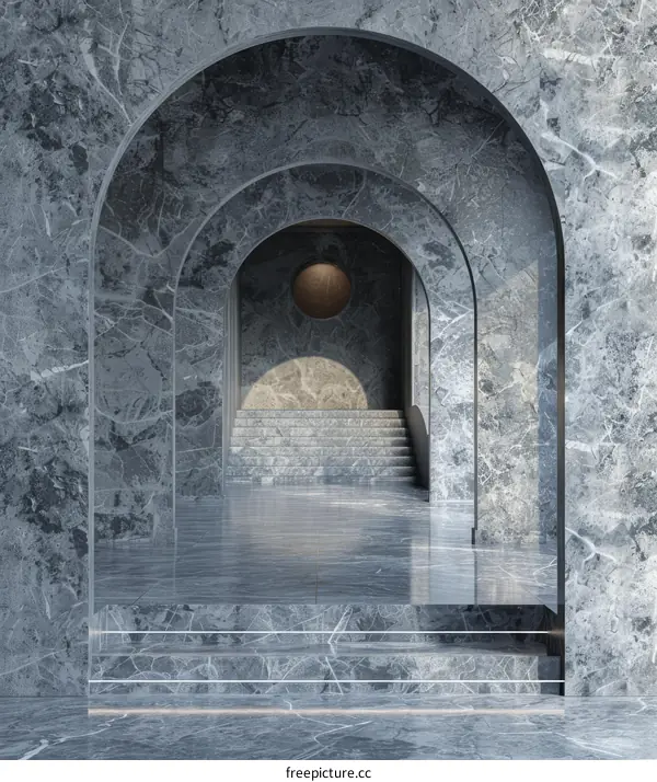 Majestic Marble Archway Entrance to Lavish Building