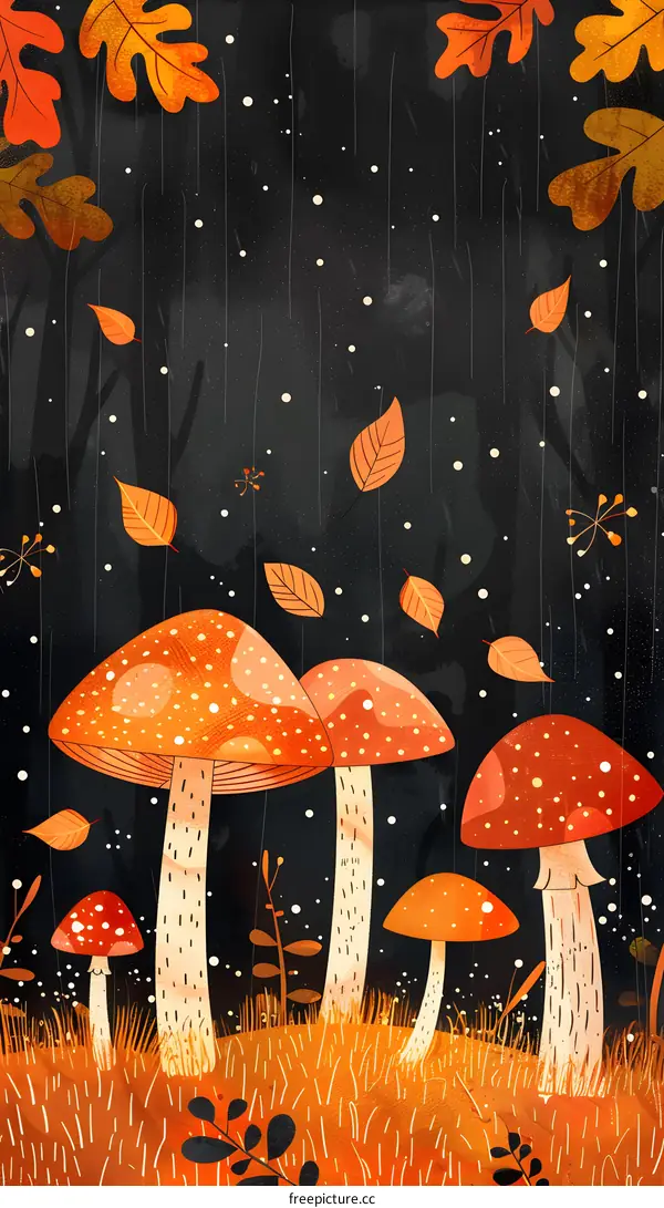 Autumn Forest Mushroom Illustration