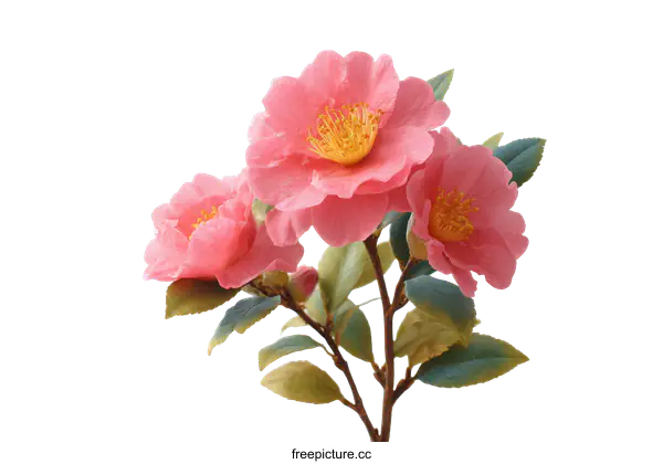[Transparent Background PNG]Beautiful Pink Camellia Flower Close-Up