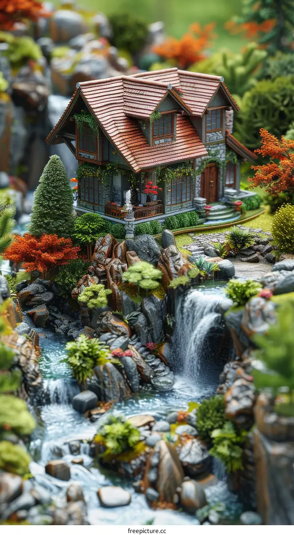 Micro Forest Cabin by the Stream in Lush Green Forest