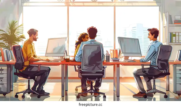 Colleagues working together in an office