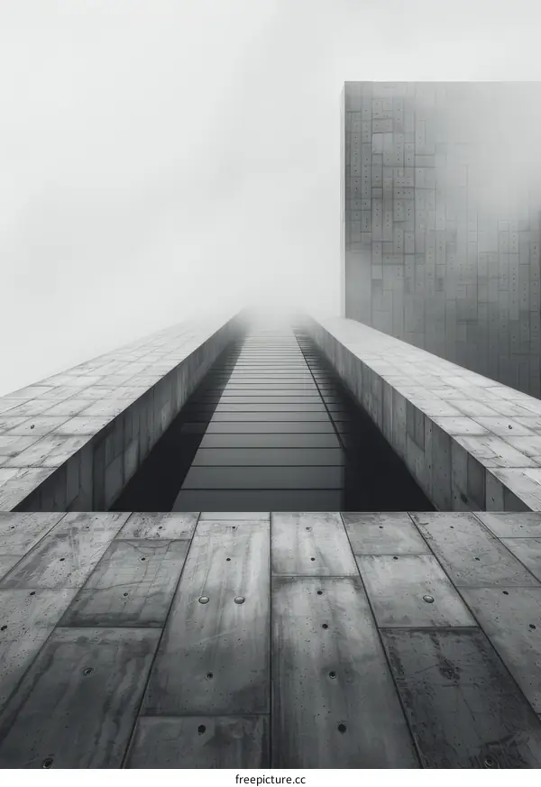 Black and white photo of brutalist architecture