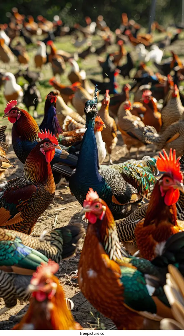 Peacock in a Chicken Farm