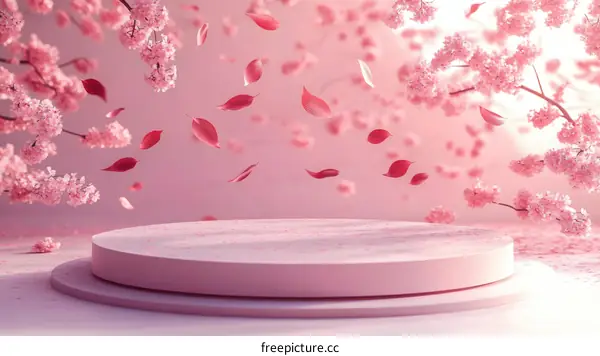Pink Cherry Blossom Display Podium