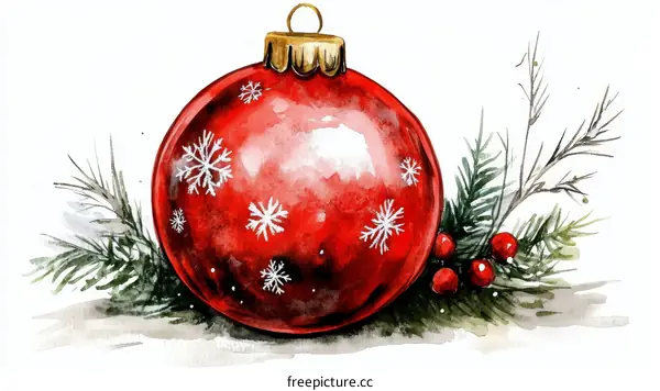 Watercolor Christmas Ornament Illustration