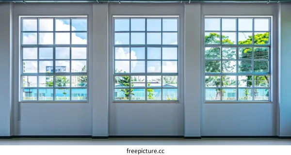 Modern Building with Floor-to-Ceiling Windows