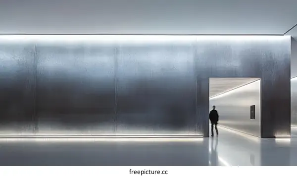 Modern Architectural Corridor with Metal Walls