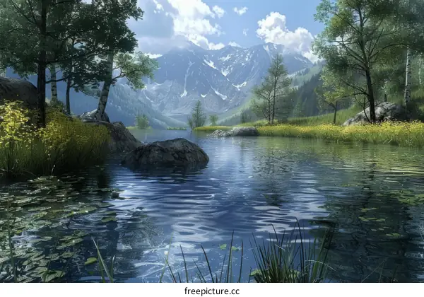 Mountain Lake in a Valley