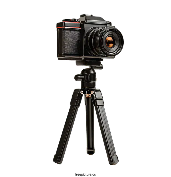 [Transparent Background PNG]Vintage Camera on Tripod Studio Shot