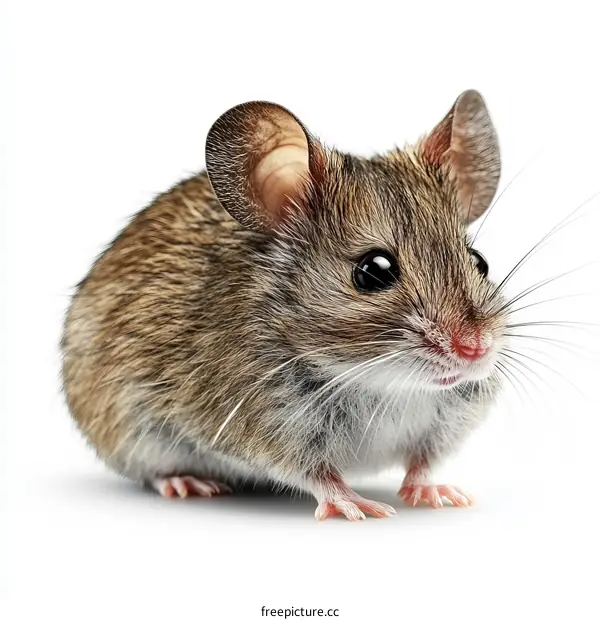 Close Up of a Small Mouse on White Background