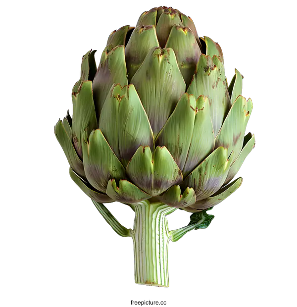 [Transparent Background PNG]Single Fresh Green Artichoke Isolated On White Background