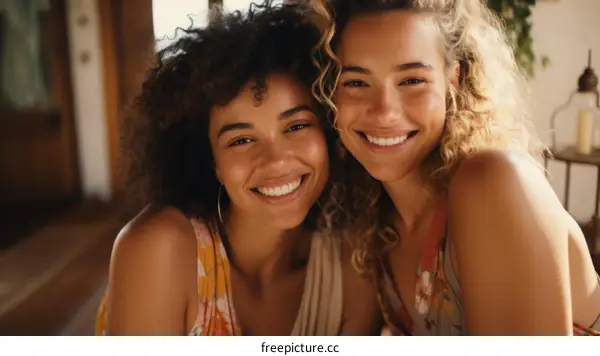 Two young women smiling and posing for a photo