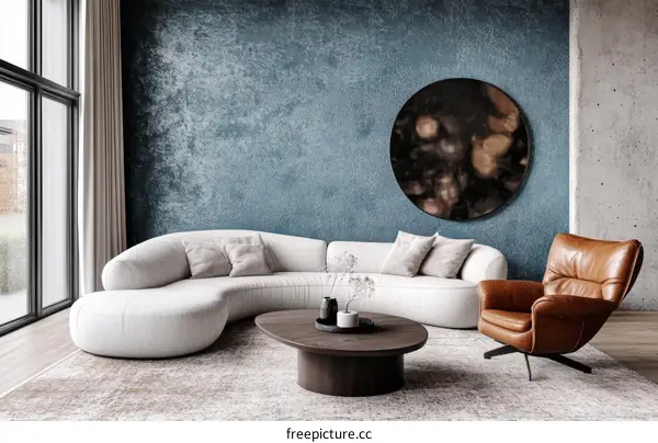 Modern Living Room Interior Design with Stylish Sectional Sofa