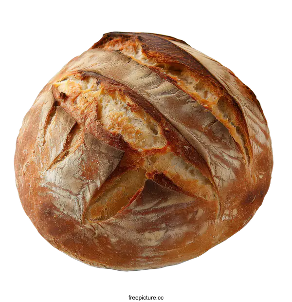 [Transparent Background PNG]A round loaf of bread on a black background