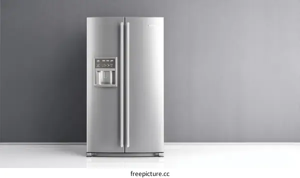 Modern Stainless Steel Refrigerator in a Gray Room