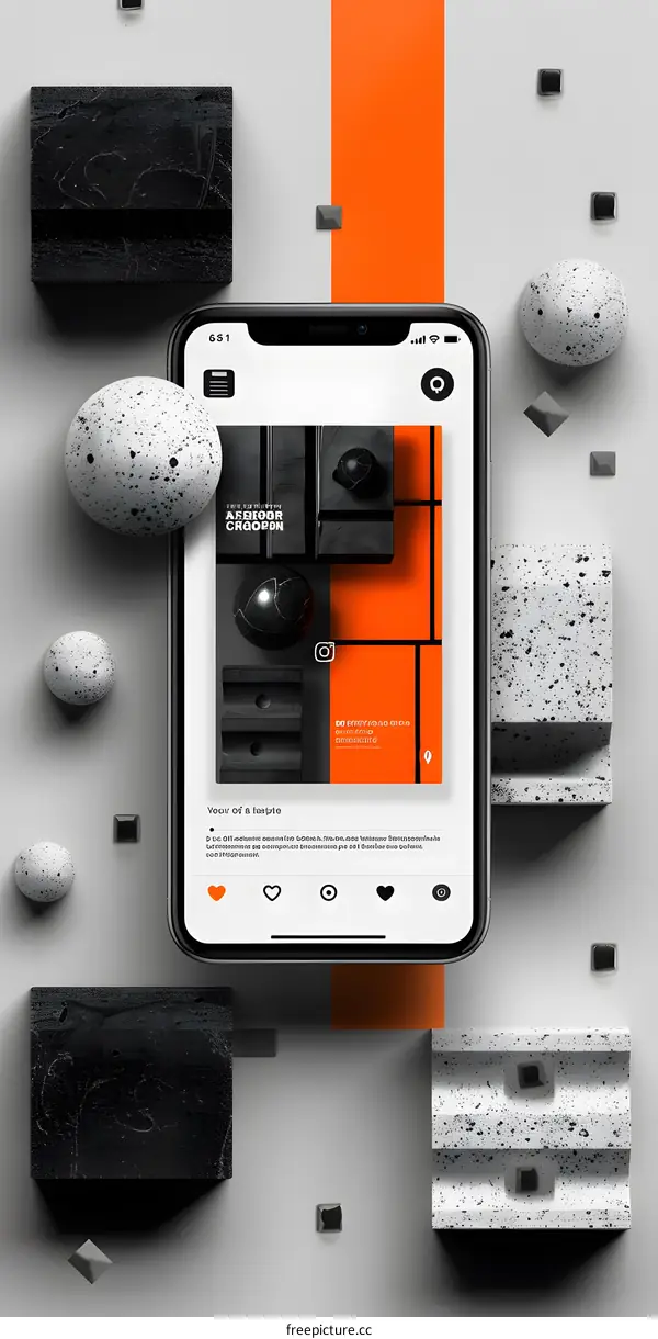 Abstract Minimalist 3D Phone Mockup Design