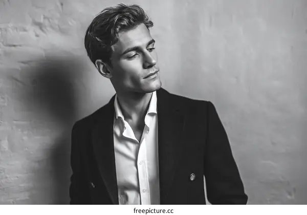 Stylish Man in a Black Suit and White Shirt