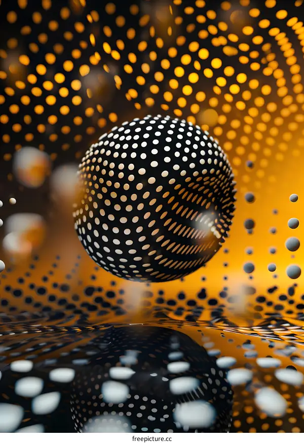 Abstract Black and White Sphere with Polka Dots