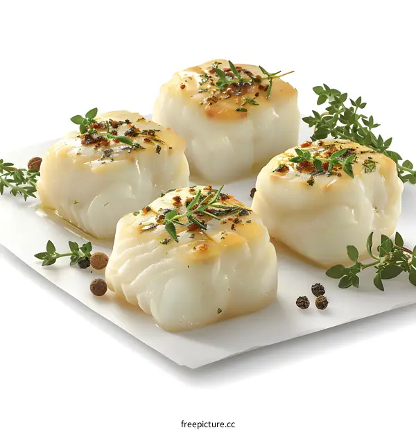 Four Pieces of Grilled Cod with Herbs and Spices