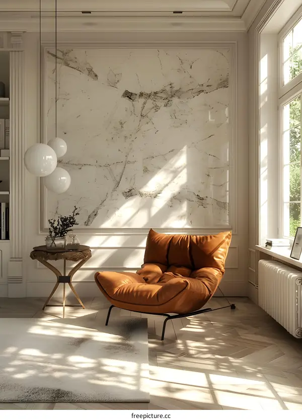 The living room is decorated in a minimalist style