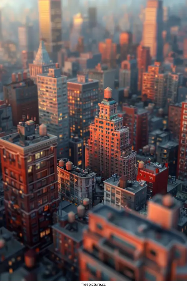 A Miniature City with Towering Buildings