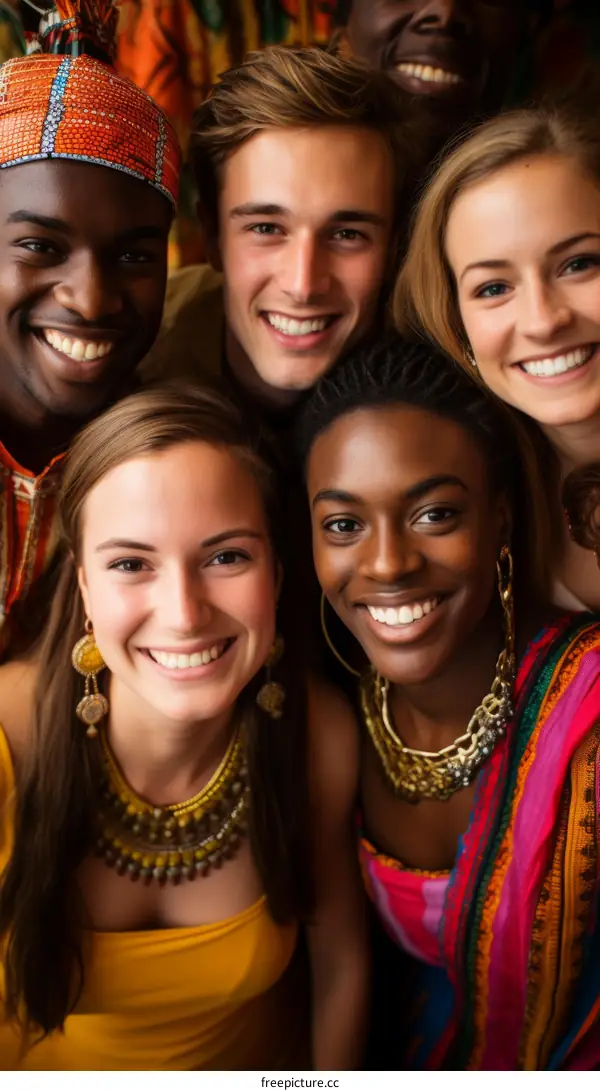 A group of diverse friends smiling and posing for a picture
