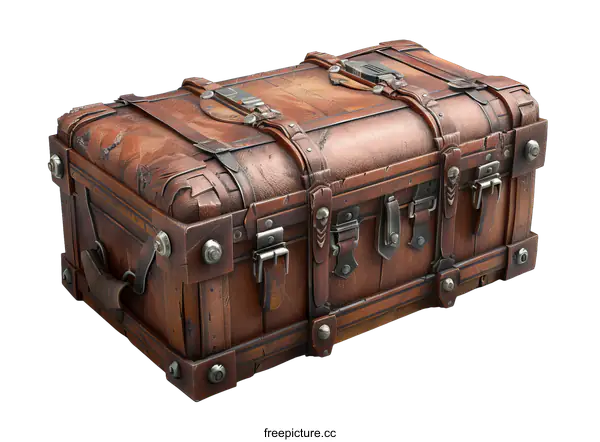 [Transparent Background PNG]Old Wooden Chest with Metal Details