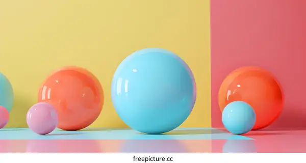 Abstract Colorful Spheres on Geometric Background