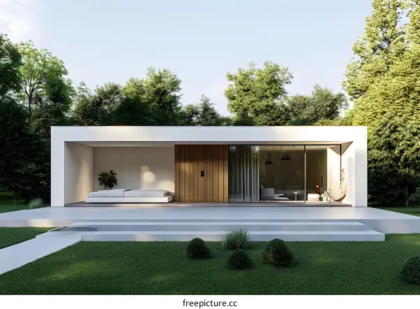 Minimalist Modern House Design with Large Windows and Patio