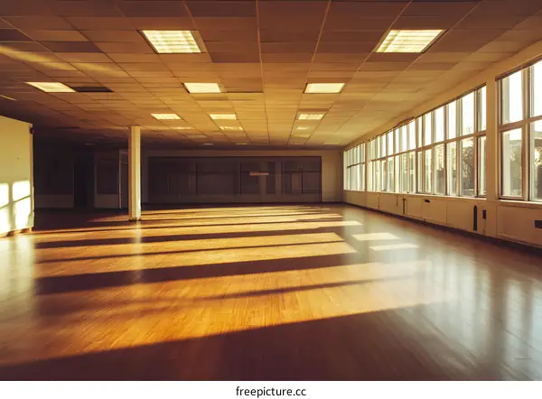 Empty Room With Large Windows and Sunlight Streaming In