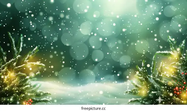 Snowy Christmas Holly Branches