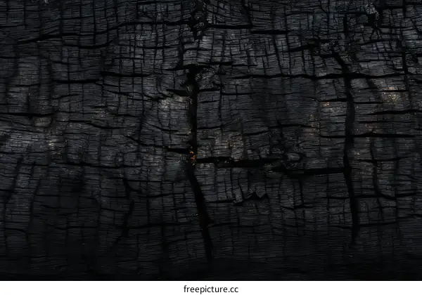 Charred Wood Texture Background Close-up