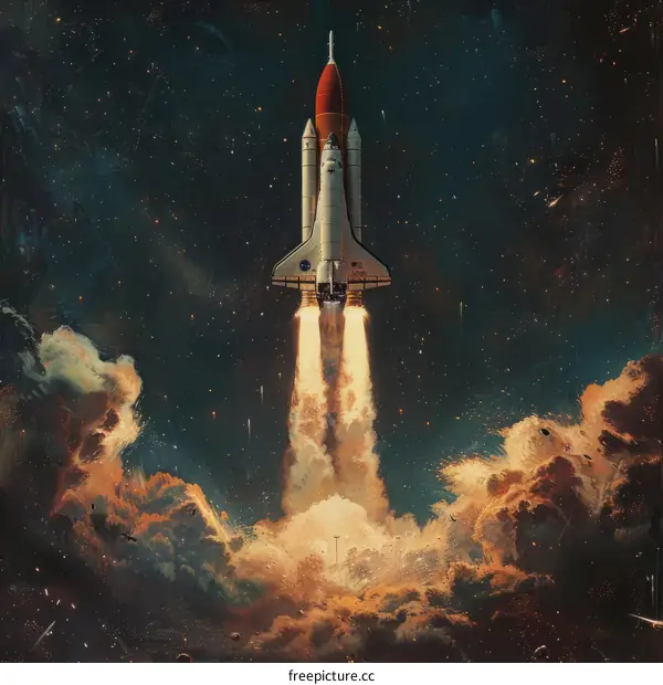 Space Shuttle Atlantis launching into space