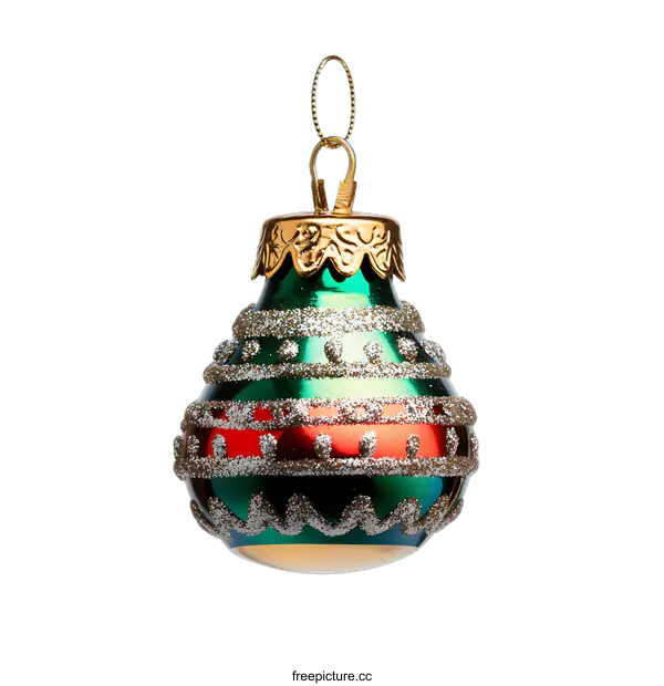 [Transparent Background PNG]Green and Red Christmas Ornament Isolated on White Background