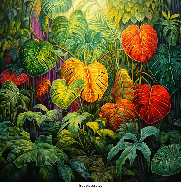 Vibrant Monstera Deliciosa in the Jungle