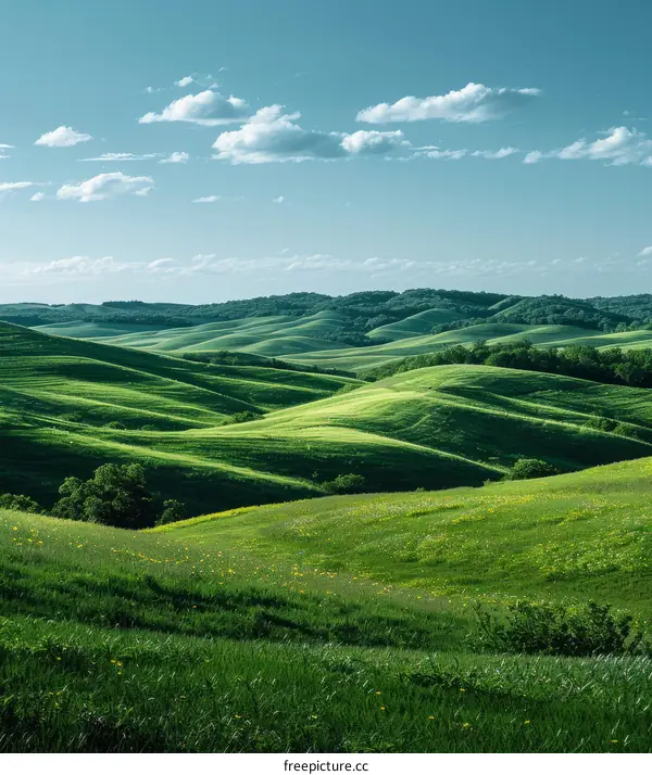 idyllic green rolling hills landscape
